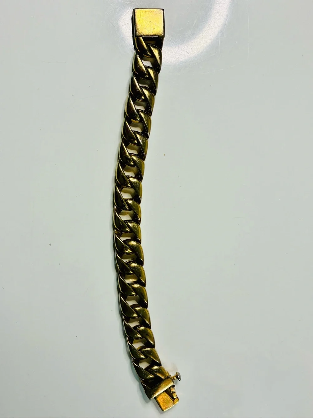 Men's Gold-Tone Cuban  Link Bracelet HEAVY 90g Stainless Steel Pre loved
